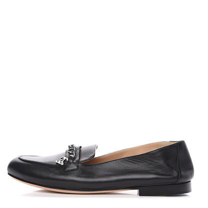Chanel Calfskin Chain Loafers 40 Black 1 of 8