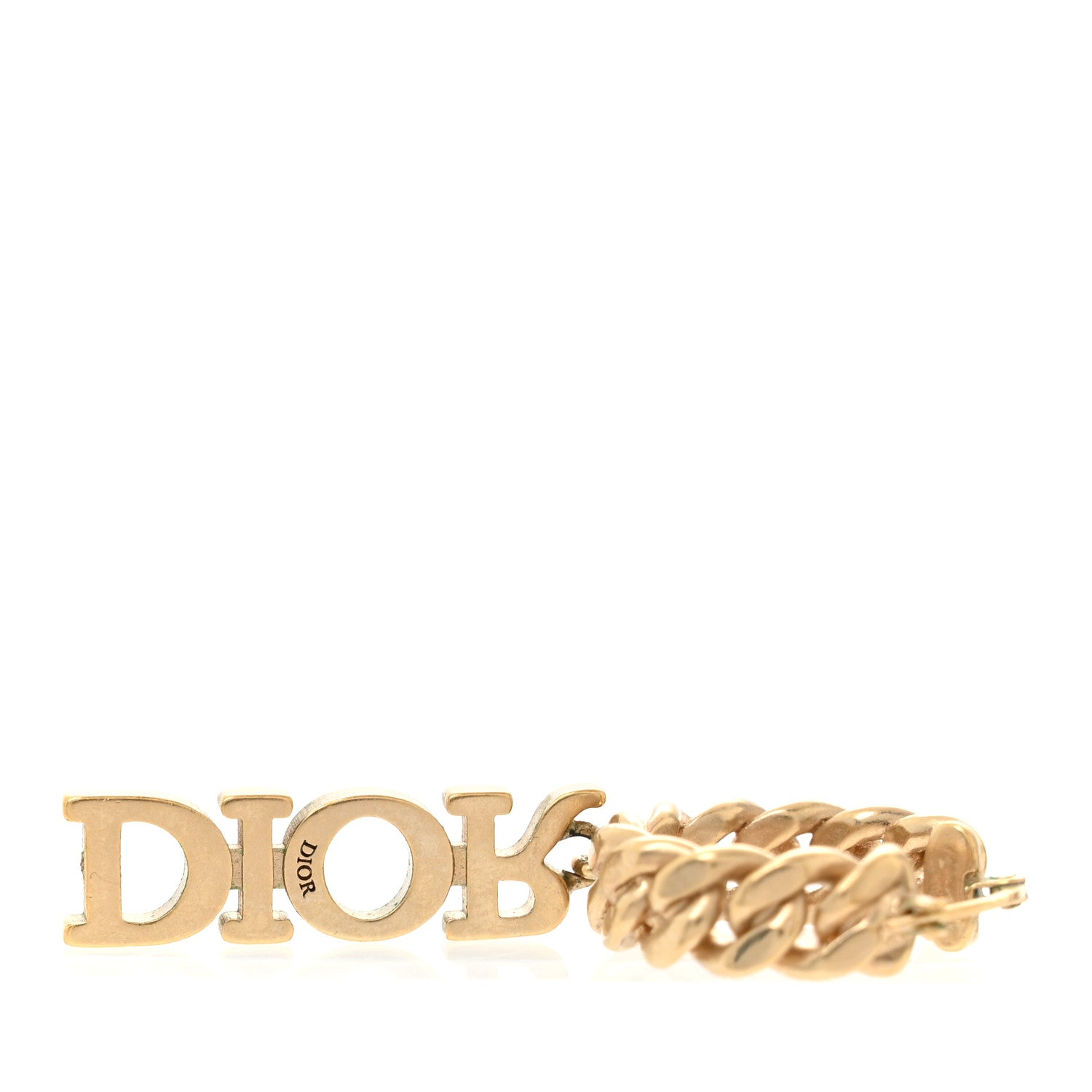 Christian Dior Metal Twist Hoop Logo Drop Earrings Gold 4 of 5