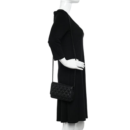 Chanel Lambskin Quilted Wallet On Chain WOC So Black 2 of 10