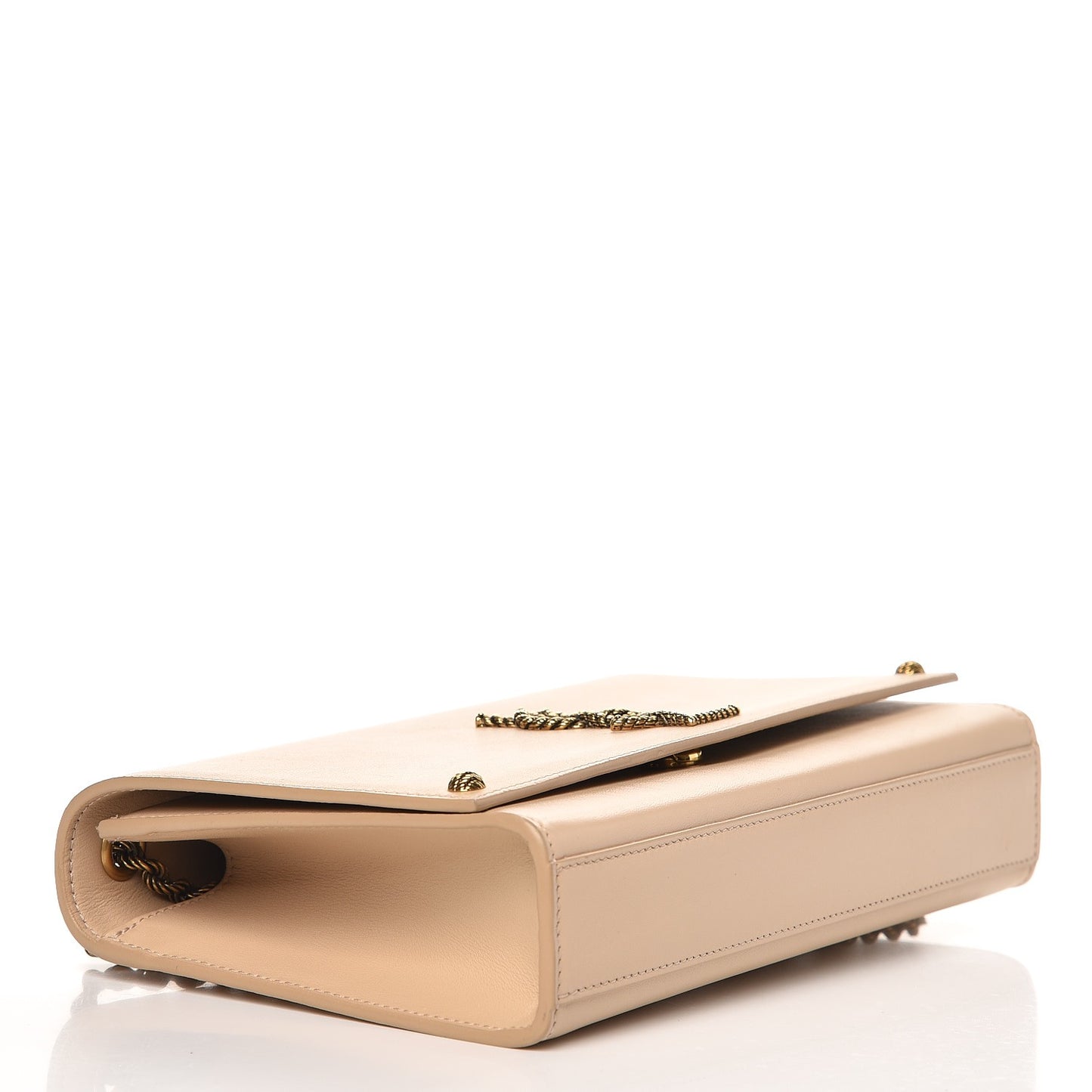 Smooth Calfskin Medium Braided Monogram Kate Satchel Nude Powder