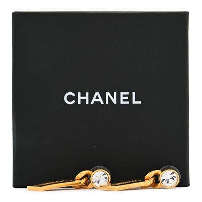 Chanel Crystal Tag Drop Earrings Gold 5 of 5