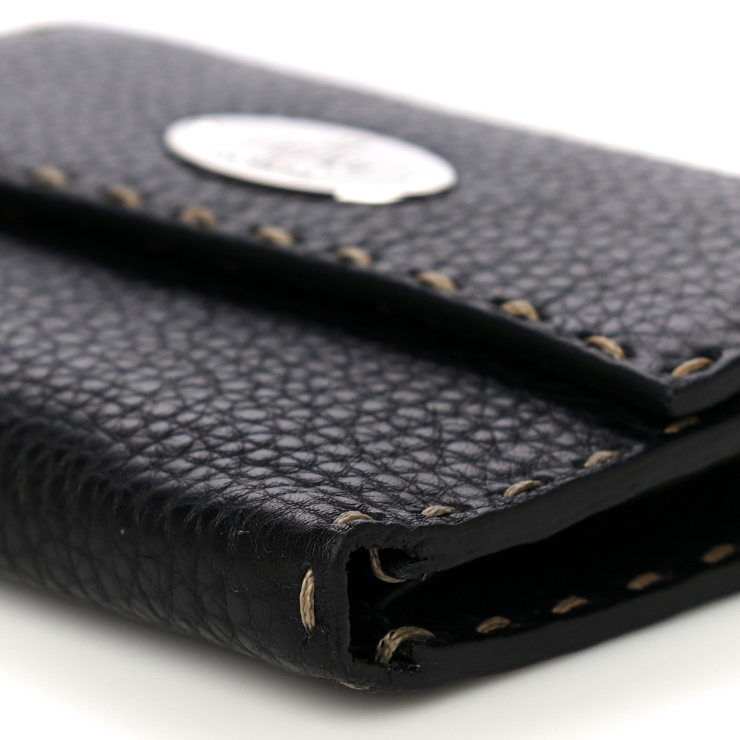 Fendi Calfskin Romano Selleria Tri-Fold Wallet Black 11 of 17