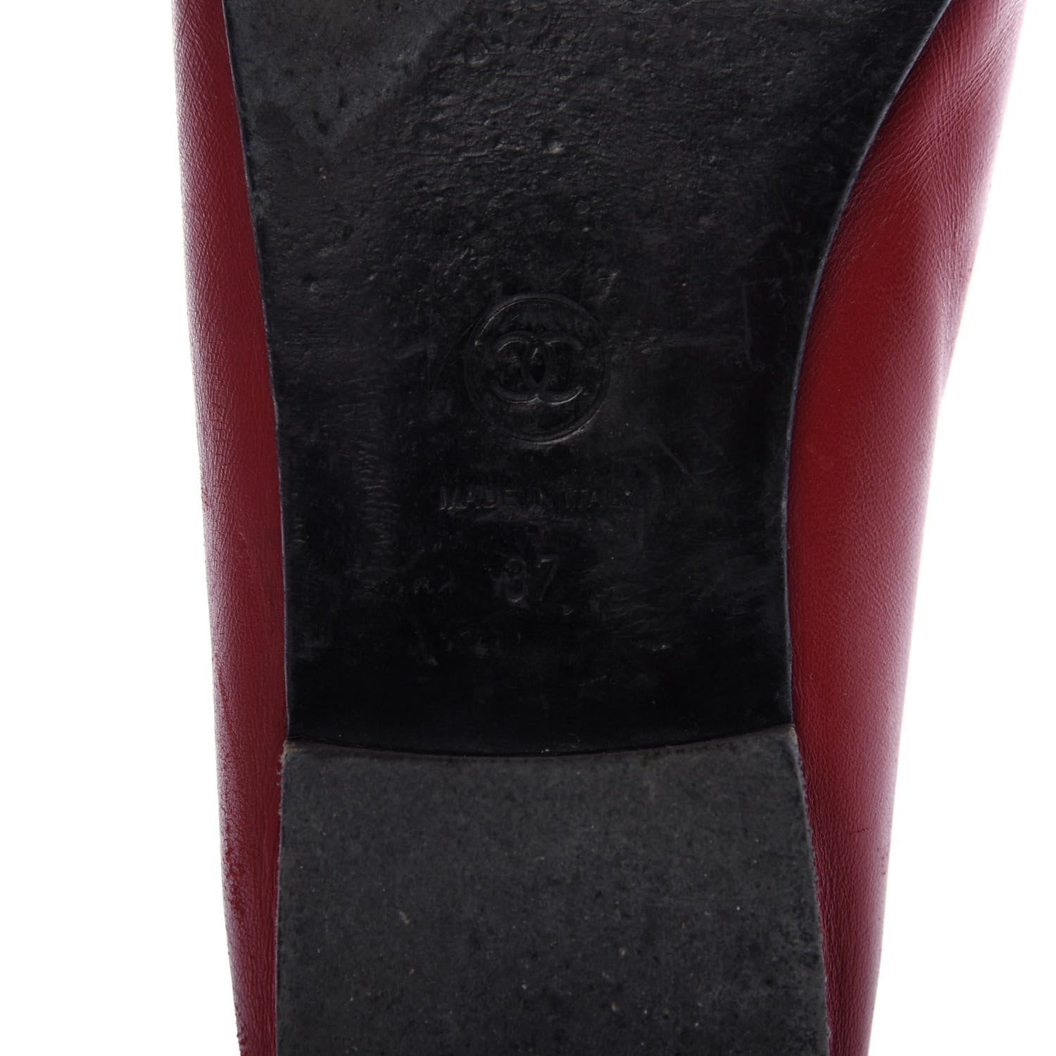 Chanel Lambskin Cap Toe Ballerina Flats 37 Red 8 of 9