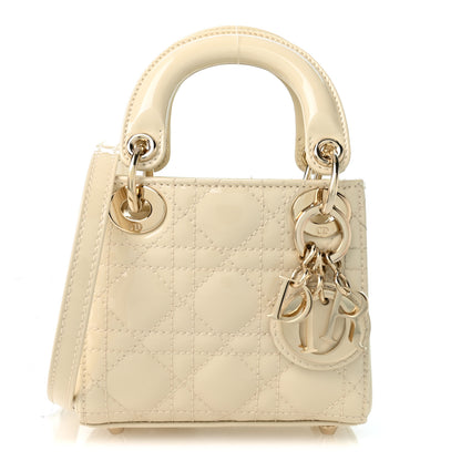 Christian Dior Patent Cannage Micro Lady Dior White 1 of 10