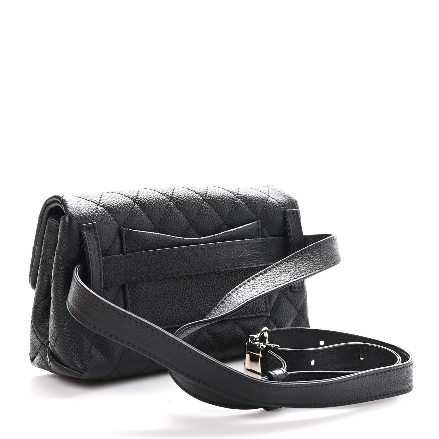 Grained Calfskin Quilted 2.55 Reissue Flap Belt Bag Clutch Black