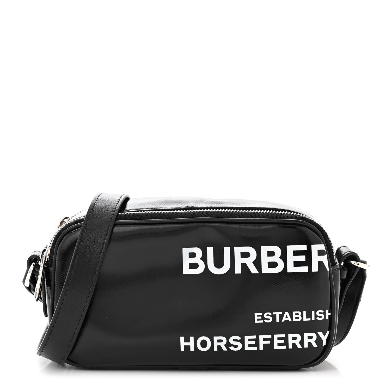 Burberry Coated Canvas Horseferry Print Micro Camera Bag Black 1 of 10