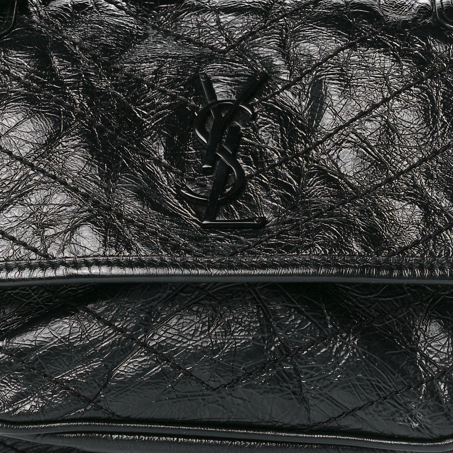 Saint Laurent Crinkled Calfskin Matelasse Monogram Baby Niki Chain Satchel Black 7 of 10