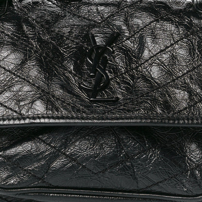 Saint Laurent Crinkled Calfskin Matelasse Monogram Baby Niki Chain Satchel Black 7 of 10