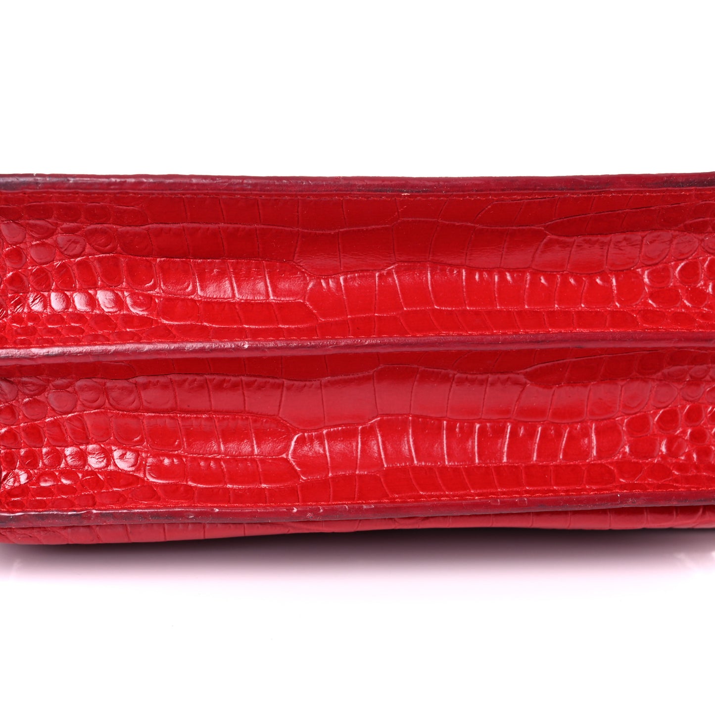 Calfskin Crocodile Embossed Medium Monogram Sunset Rouge Eros