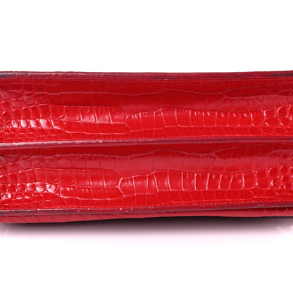 Saint Laurent Calfskin Crocodile Embossed Medium Monogram Sunset Rouge Eros 13 of 21