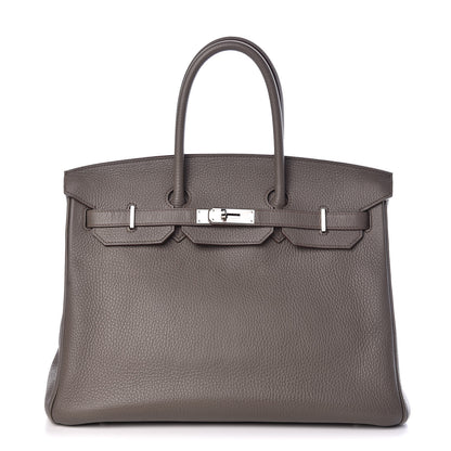 Hermes Taurillon Clemence Birkin 35 Taupe 1 of 33