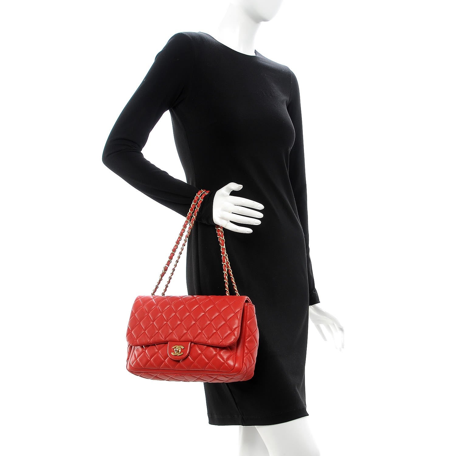 Chanel Lambskin Quilted Large Now and Forever Flap Red 3 of 10