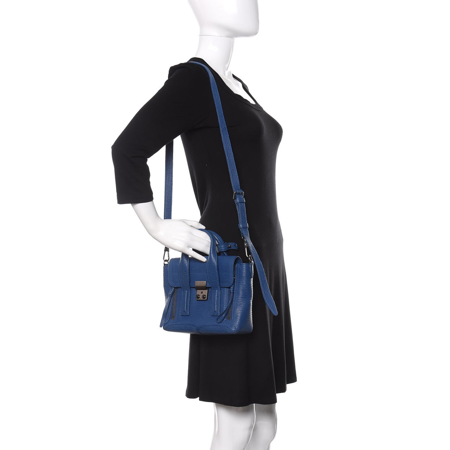 Textured Calfskin Mini Pashli Satchel Cobalt