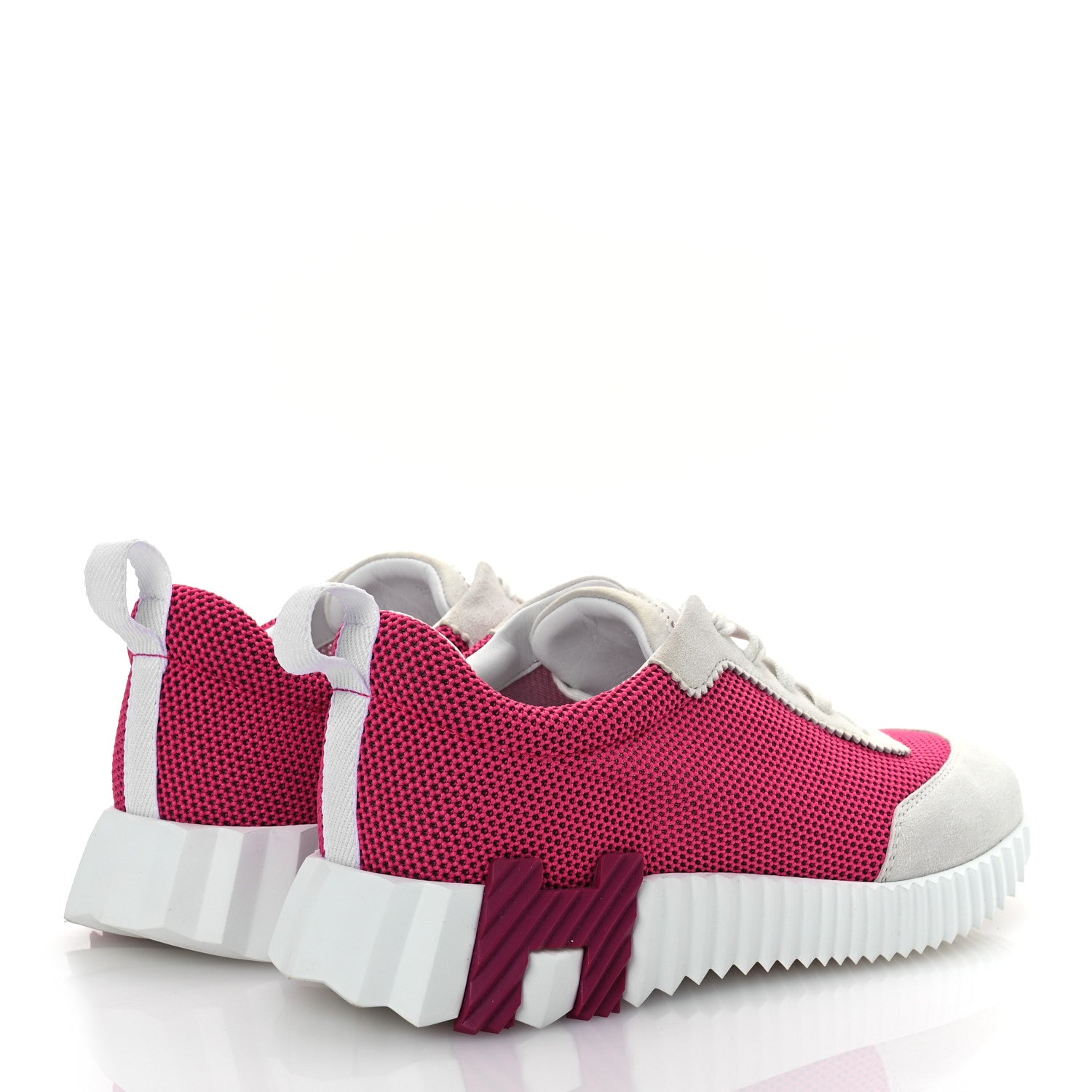Hermes Air Mesh Suede Goatskin Bouncing Sneakers 38 Rose Multicolor 5 of 12
