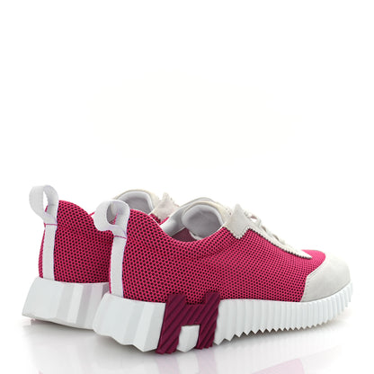 Hermes Air Mesh Suede Goatskin Bouncing Sneakers 38 Rose Multicolor 5 of 12