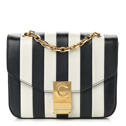 Celine Shiny Calfskin Stripes Small C Bag Black 1 of 13