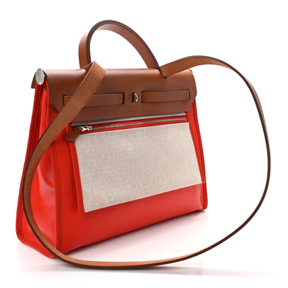 Hermes Toile H Berline Vache Hunter Herbag Zip 31 PM Capucine Fauve 4 of 13