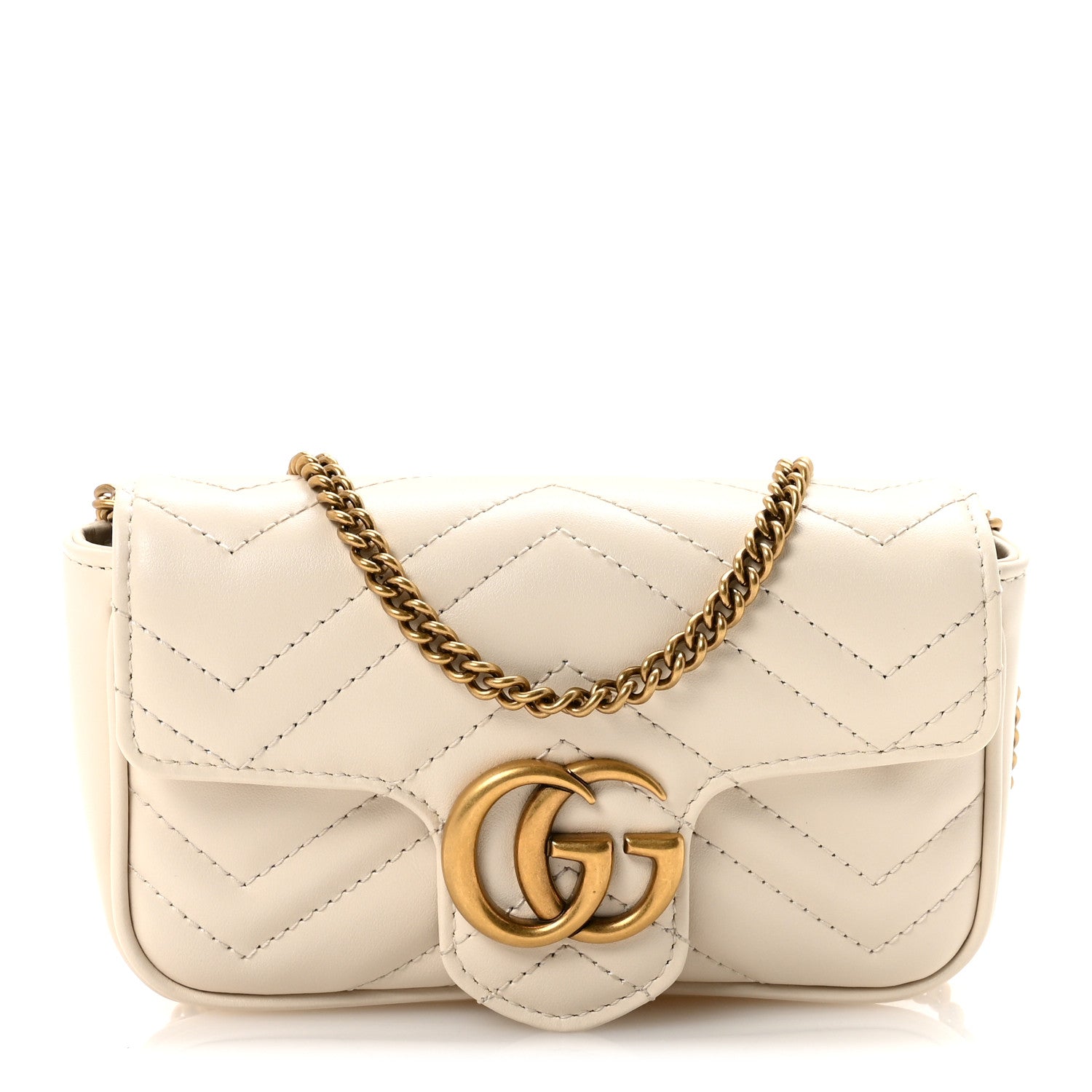 Gucci Calfskin Matelasse Super Mini GG Marmont Shoulder Bag White 1 of 10