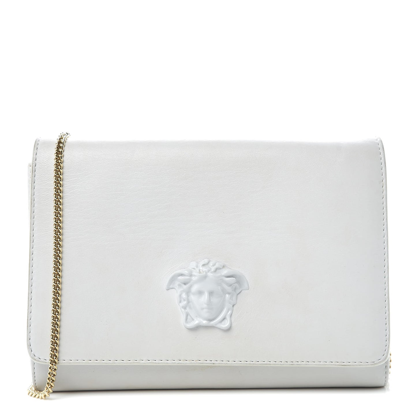 Calfskin Palazzo Chain Evening Bag White