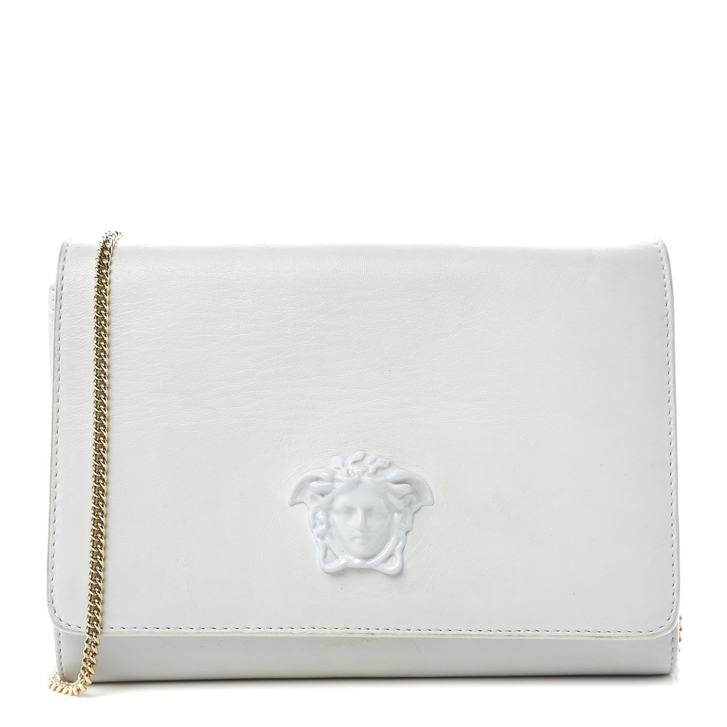 Versace Calfskin Palazzo Chain Evening Bag White 1 of 15