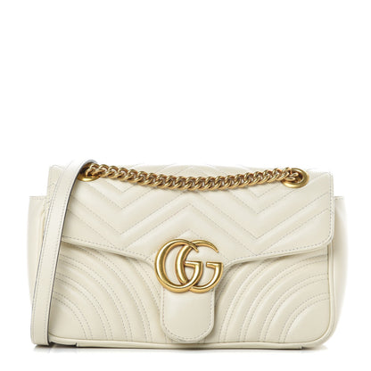 Gucci Calfskin Matelasse Small GG Marmont Shoulder Bag White 1 of 18