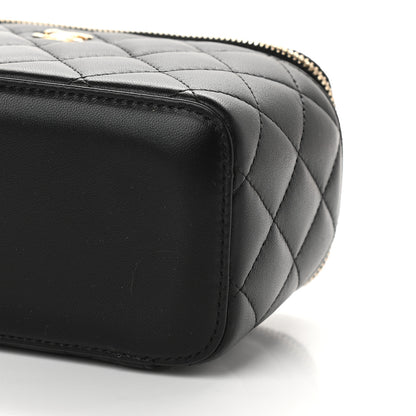 Chanel Lambskin Quilted Pearl Crush Small Vanity Case With Chain Black 9 of 9