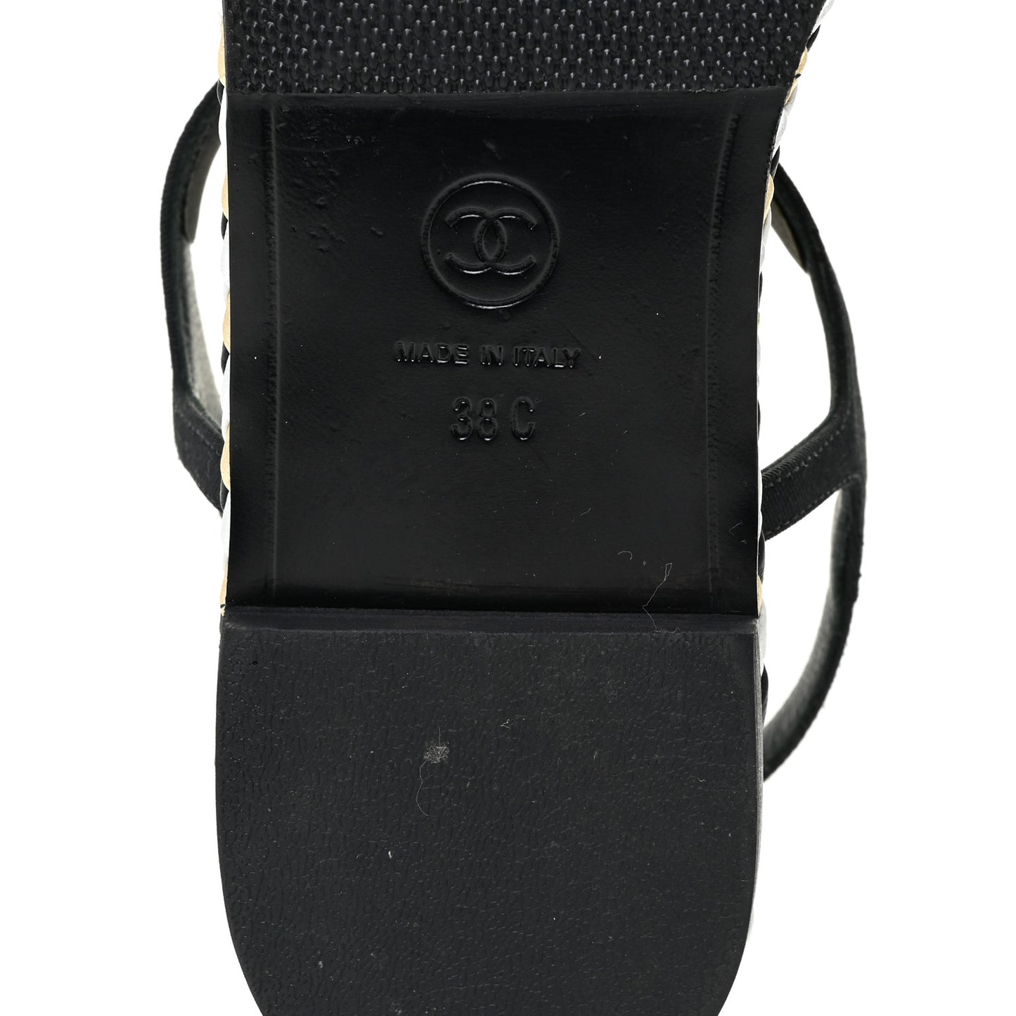 Grosgrain Chain Thong Sandals 38 Black