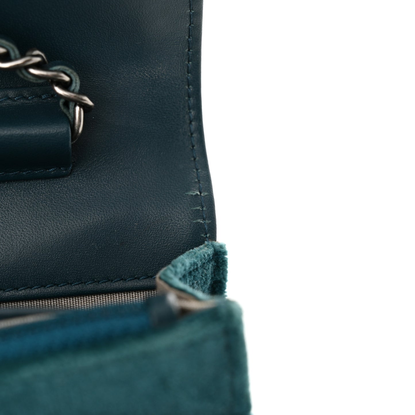 Velvet Quilted Boy Wallet On Chain WOC Teal