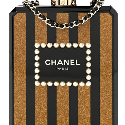 Chanel Plexiglass Perfume Bottle Clutch Black Gold 8 of 11