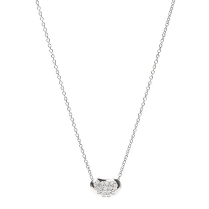 Tiffany Platinum Diamond 9mm Elsa Peretti Bean Pendant Necklace 1 of 6