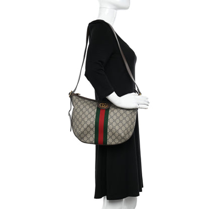 Gucci GG Supreme Monogram Web Small Ophidia Half Moon Hobo Brown 2 of 10