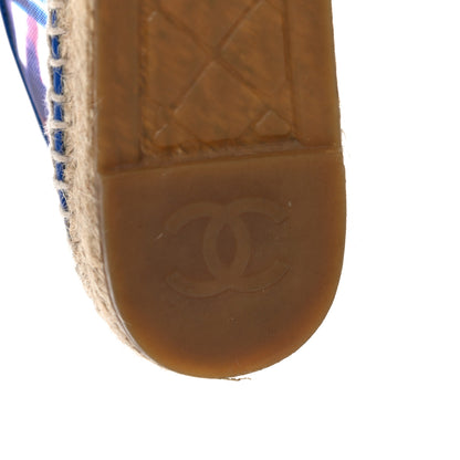 Chanel Mesh Lambskin Plaid Print CC Espadrilles 38 Blue White Red 12 of 20