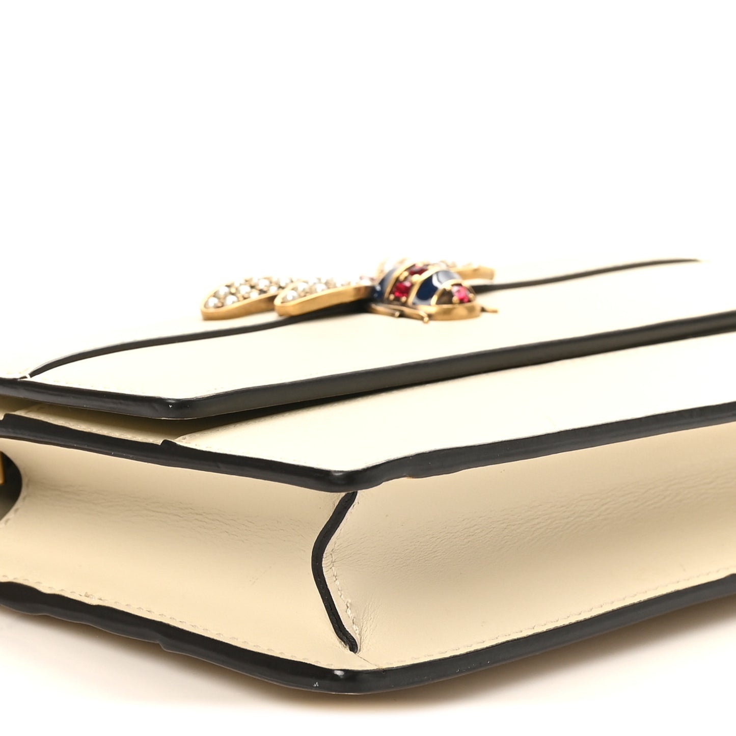 Calfskin Queen Margaret Chain Wallet Mystic White
