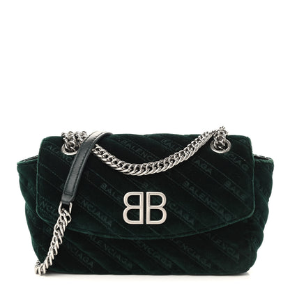 Balenciaga Velvet Logo Matelasse S BB Round Shoulder Bag Vert Emeraude 1 of 9