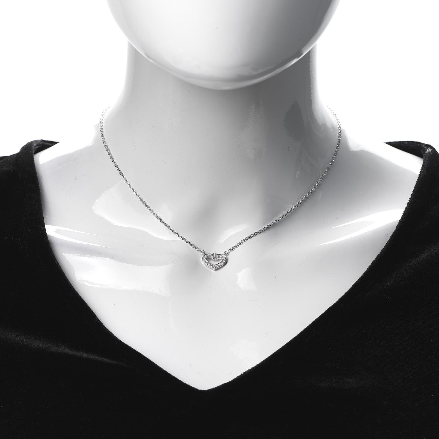 Cartier 18K White Gold Diamond Small Hearts and Symbols Pendant Necklace 2 of 6