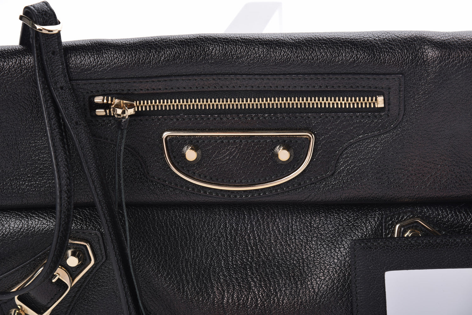 Balenciaga Chevre Gold Metallic Edge Hardware Envelope Clutch Black 10 of 11
