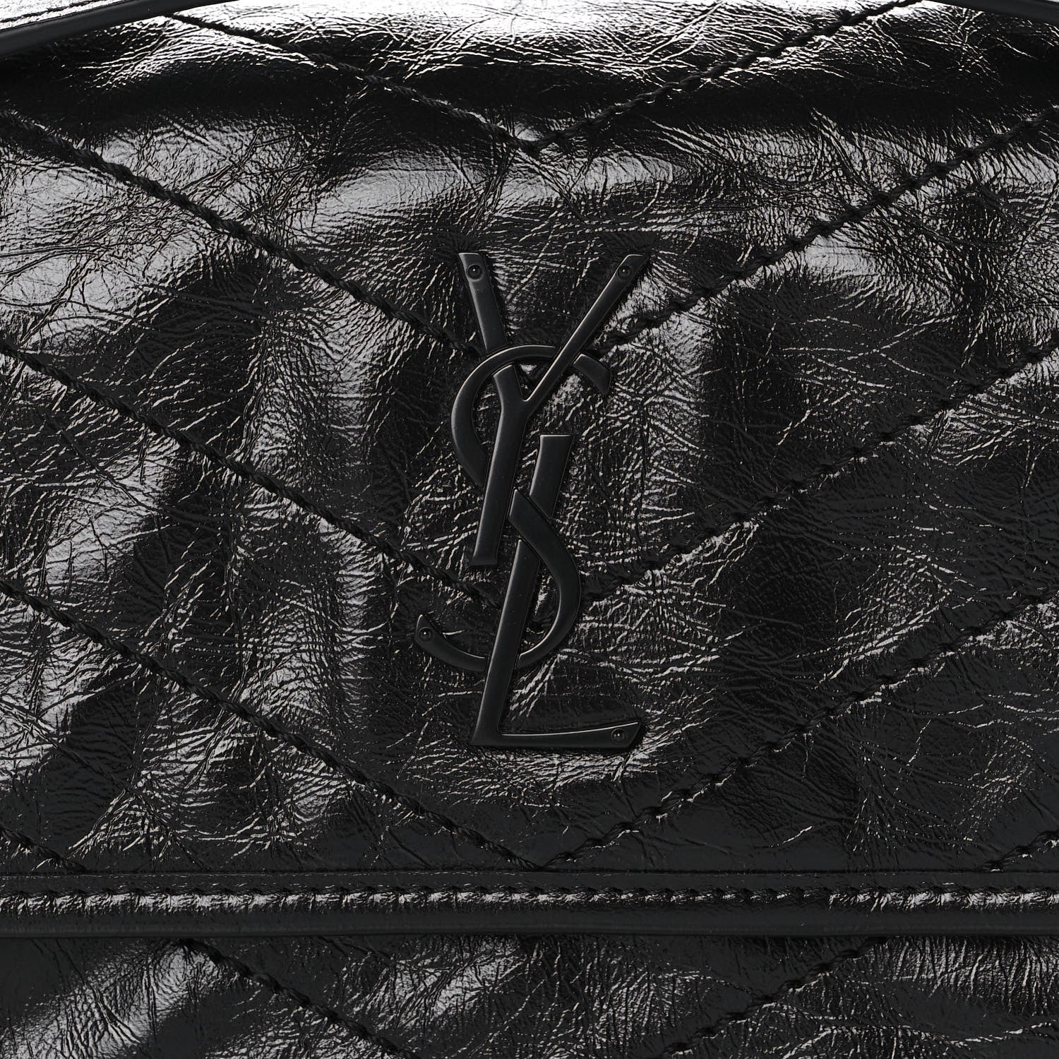 Saint Laurent Crinkled Calfskin Matelasse Monogram Baby Niki Chain Satchel Black 9 of 10