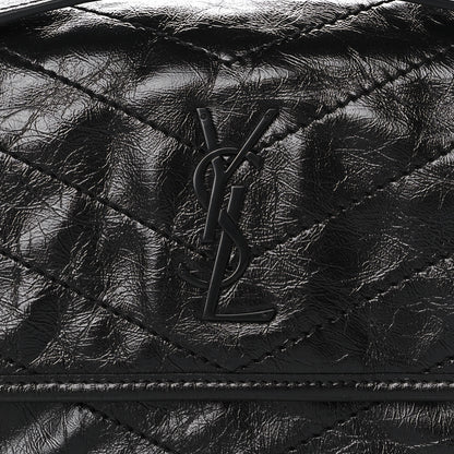Saint Laurent Crinkled Calfskin Matelasse Monogram Baby Niki Chain Satchel Black 9 of 10