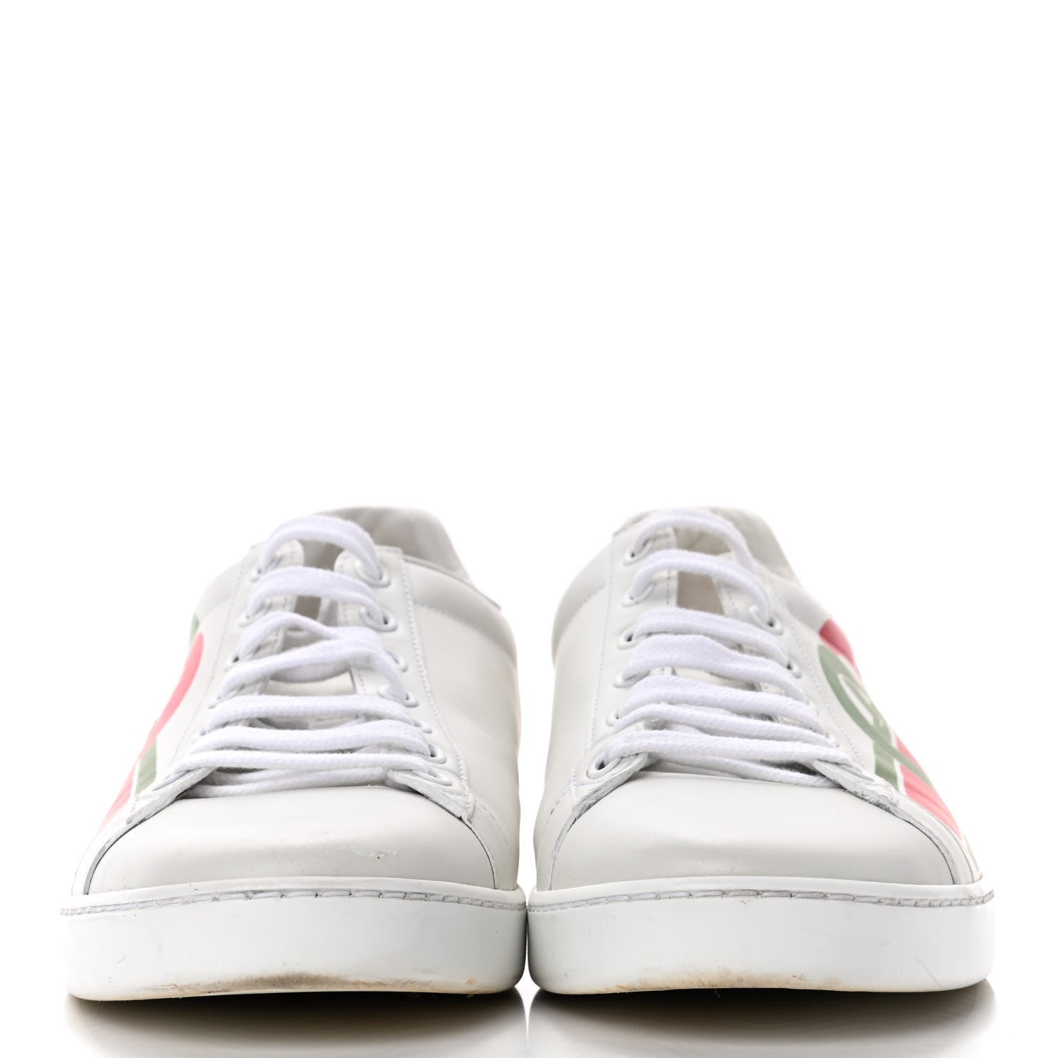 Gucci Calfskin Interlocking G Womens New Ace Sneakers 41 White Red Flame Green 1 of 6
