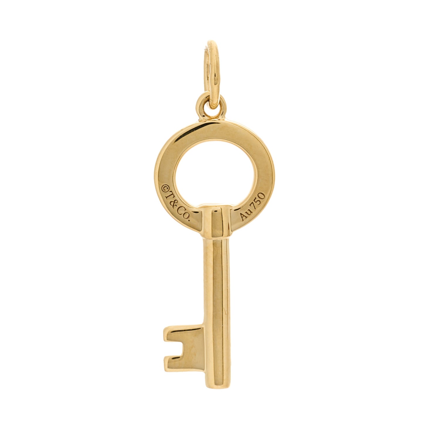 18K Yellow Gold Mini Modern Keys Open Round Key Pendant
