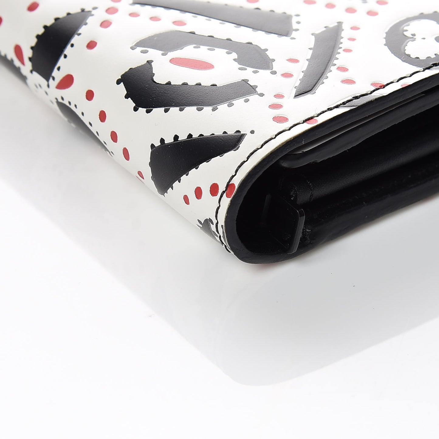 Calfskin Graphic Print Twist Wallet