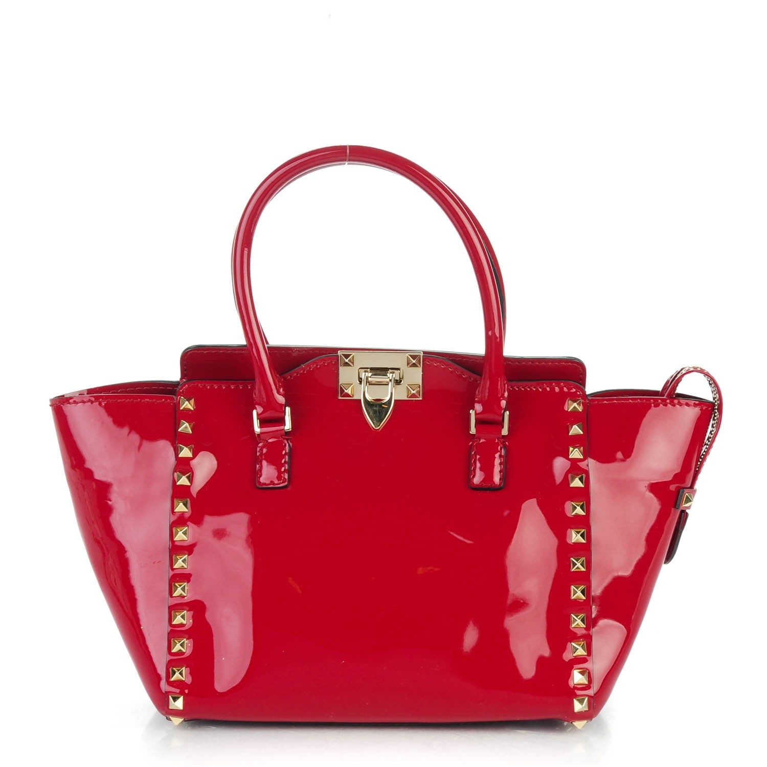 Valentino Garavani Patent Small Rockstud Double Handle Tote Rosso Valentino 1 of 8