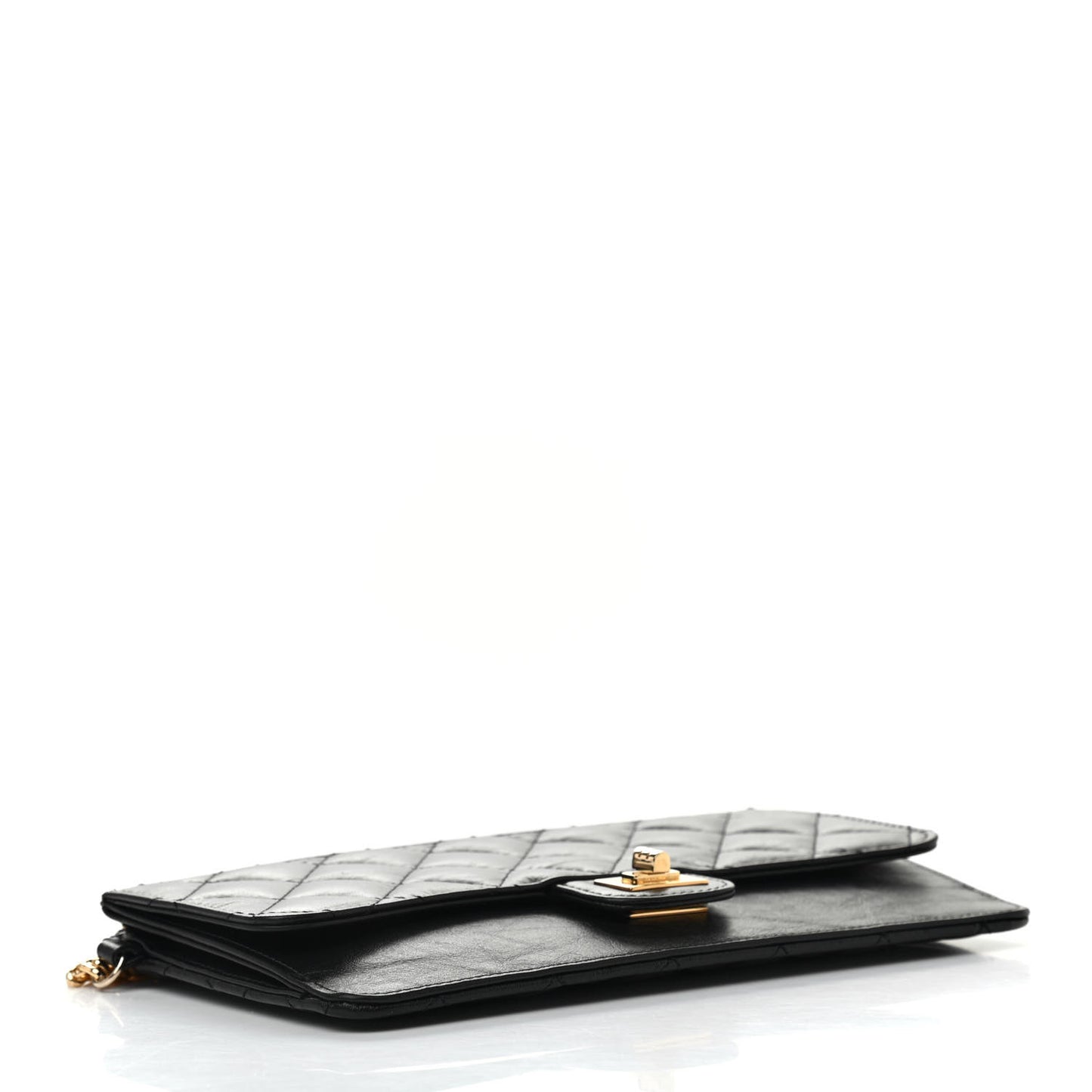 Aged Calfskin Quilted 2.55 Reissue Pouch With Chain Handle Black