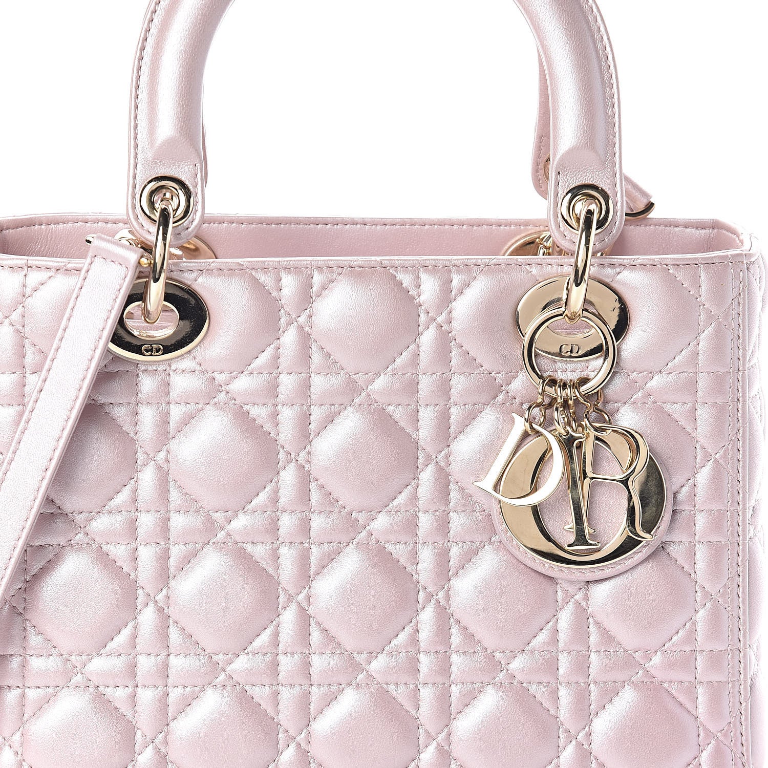 Christian Dior Pearly Lambskin Cannage Medium Lady Dior Lotus 7 of 9
