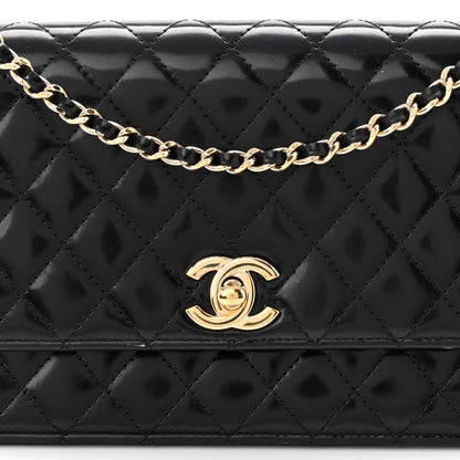 Chanel Patent Calfskin Quilted East West Flap Shoulder Bag Black 8 of 12
