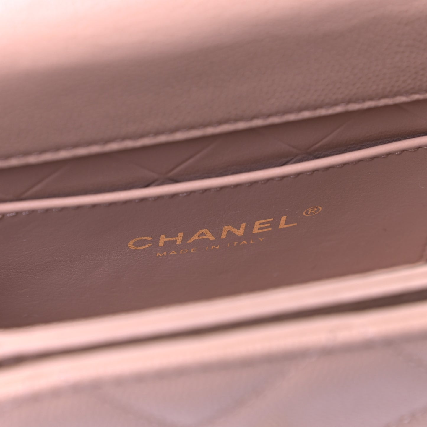 Caviar Quilted Moon Messenger Beige