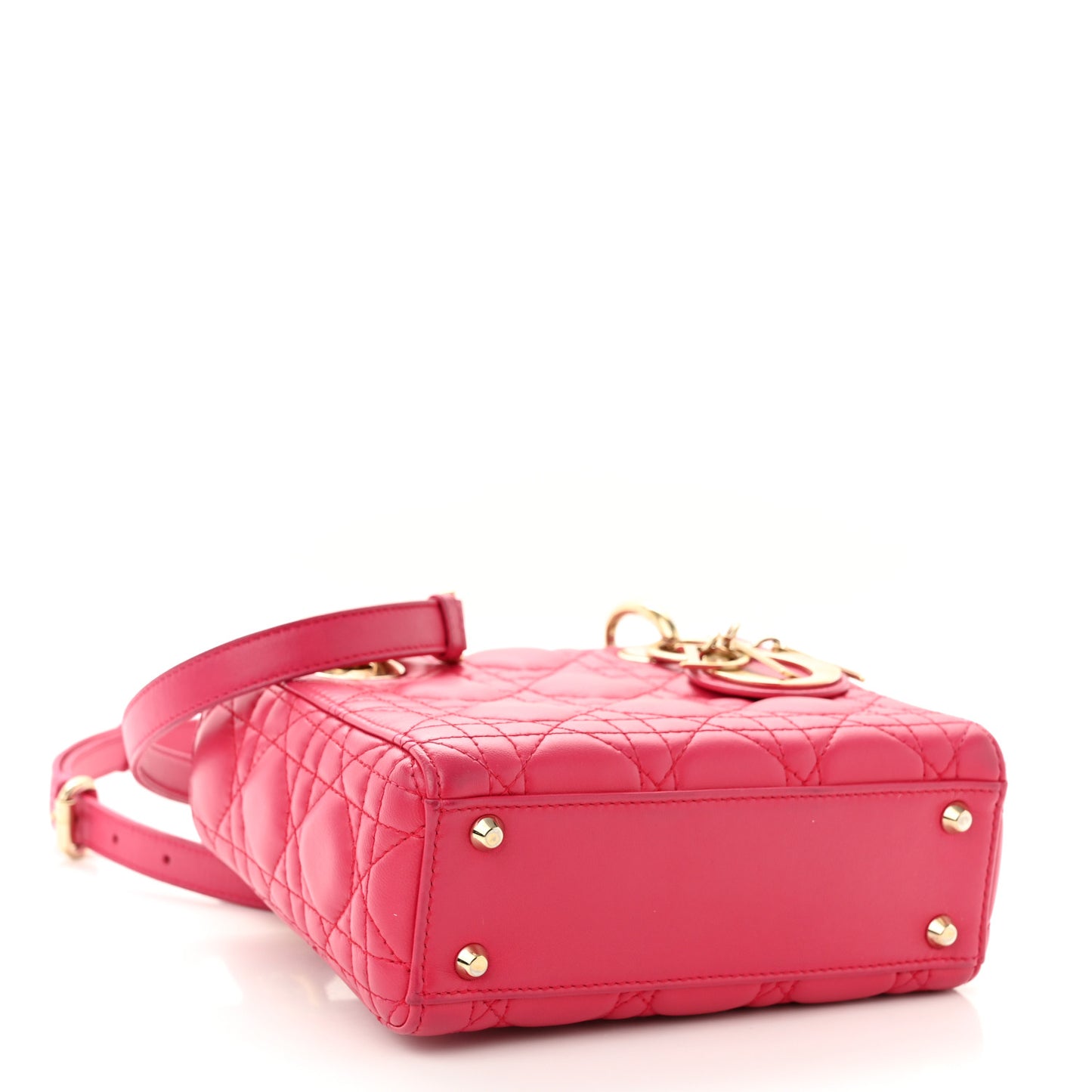 Lambskin Cannage Mini Lady Dior Fuchsia