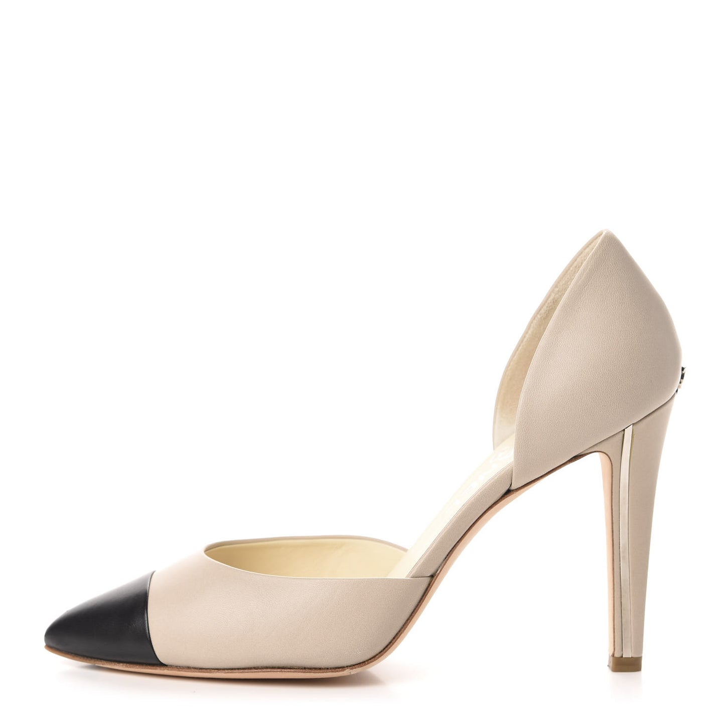 Lambskin Cap Toe d'Orsay Pumps 39 Beige Black