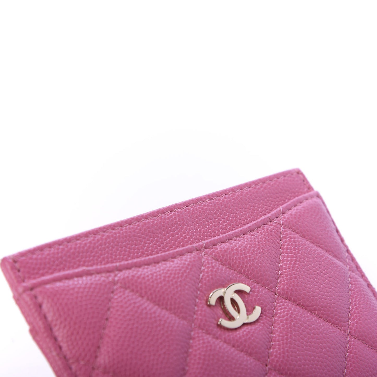 Shiny Caviar Quilted Card Holder Pink