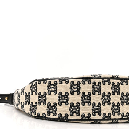 Celine Embroidered Ava Triomphe Shoulder Bag Black 8 of 9